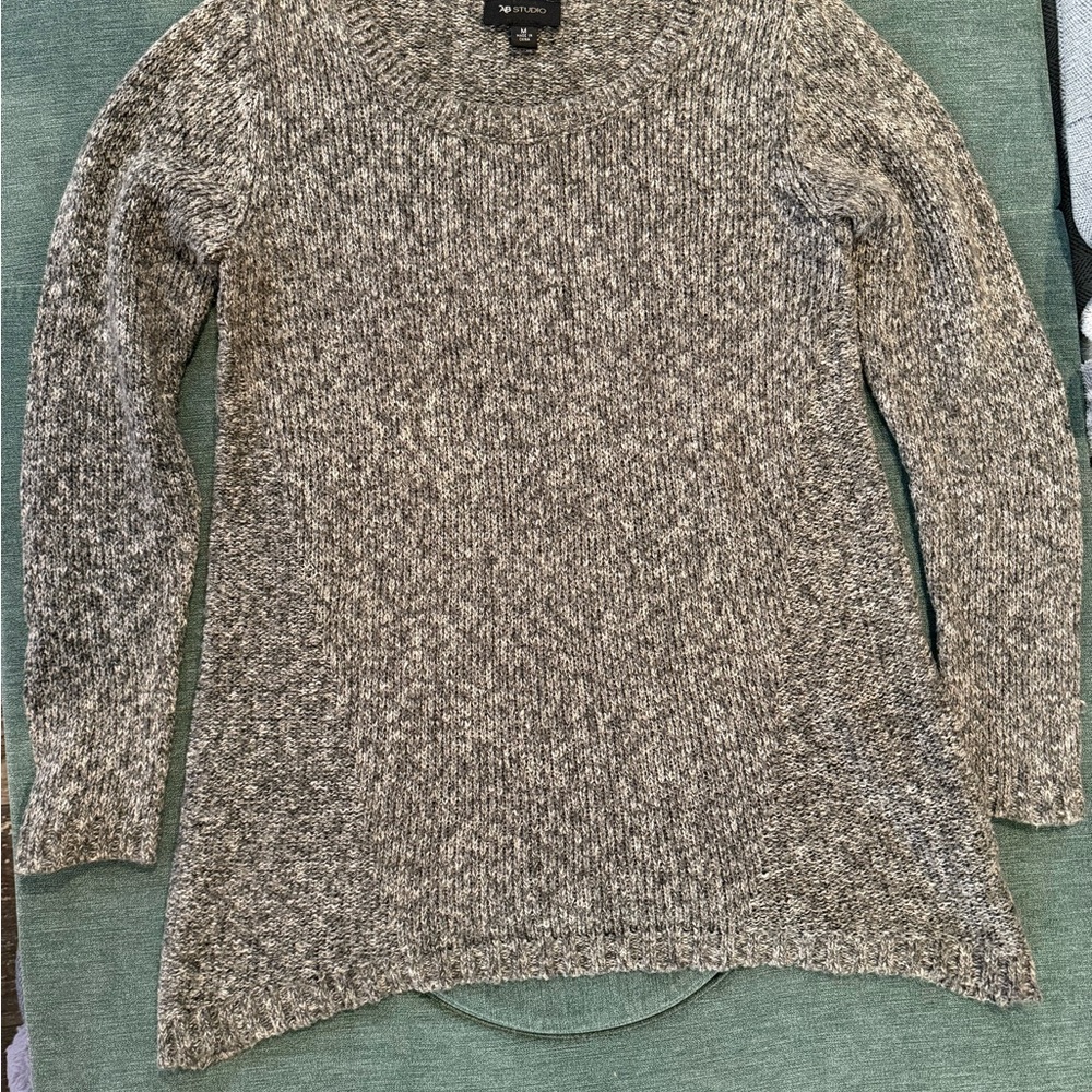 AB Studio Heathered Gray Crew Neck Sweater